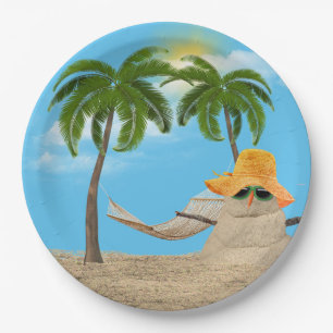 Assiettes En Carton Sandman Tropical Avec Plaque De Papier Hammock