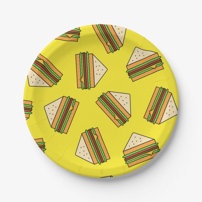 Assiettes En Carton Sandwich Seamless Pattern | Sandwich Puns| Sandwic (Devant)