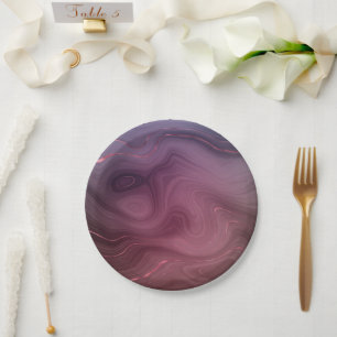 Assiettes En Carton Sangria Strata   Moody Pink and Purple Luxe Agate