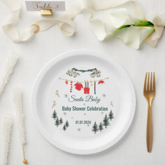 Assiettes En Carton Santa Baby Christmas Theme Baby Shower