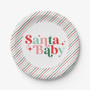 Assiettes En Carton Santa Baby fête de bébé Noël