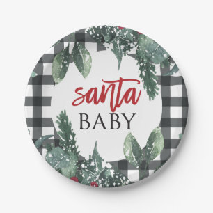 Assiettes En Carton Santa Baby Fête Prénatale de Noël