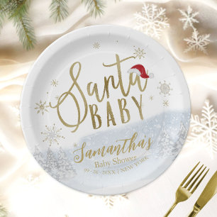 Assiettes En Carton Santa Baby Noël Fête Prénatale d'Hiver