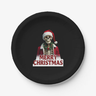 Assiettes En Carton Santa Claus Skeleton Outfit Skull Funny Christmas 