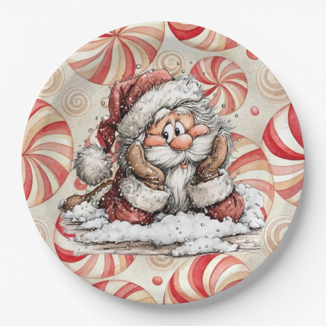 Assiettes En Carton Santa Claus Thinking As He Fell  (Devant)