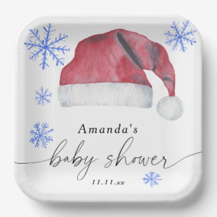 Assiettes En Carton Santa Hat - baby shower