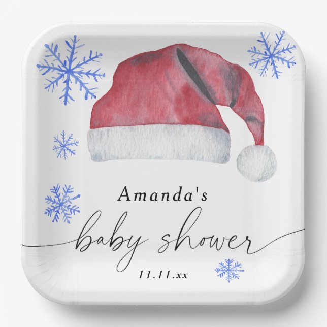 Assiettes En Carton Santa Hat - baby shower (Recto)