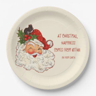 Assiettes En Carton Santa is Happiness Vintage Design