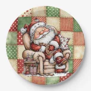 Assiettes En Carton Santa somnolent la veille de Noël