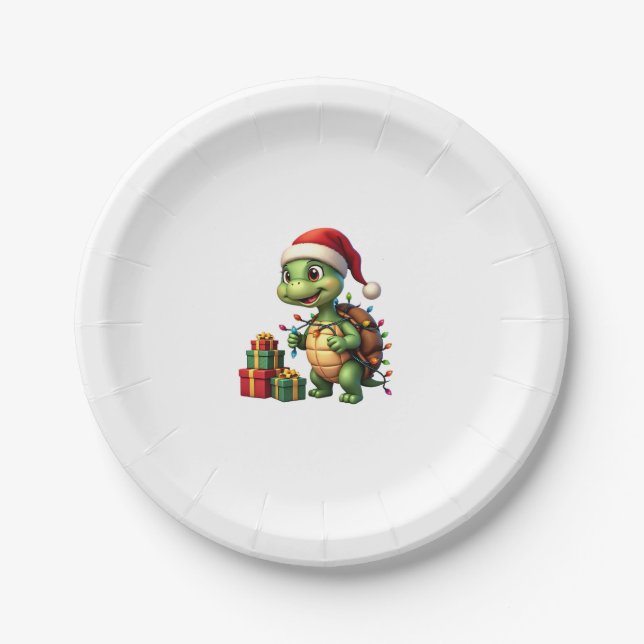 Assiettes En Carton Santa Turtle Christmas Ugly Sweater Funny Holiday  (Devant)