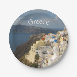 Assiettes En Carton Santorini pendant l'après-midi Sun