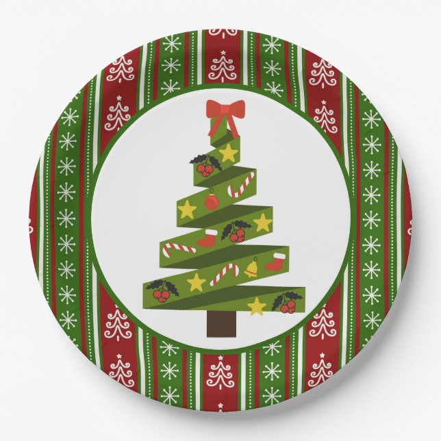 Assiettes En Carton Sapin de Noël (Devant)