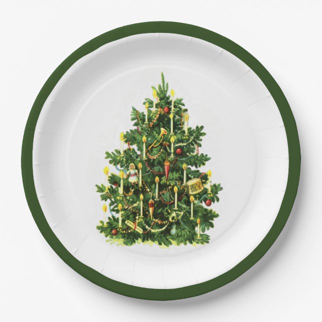 Assiettes En Carton Sapin de Noël (Devant)