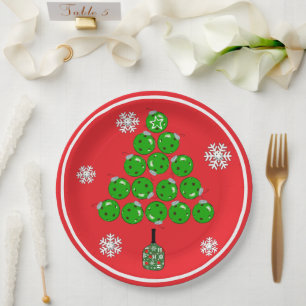 Assiettes En Carton Sapin de Noël de pickleball Fête de Noël