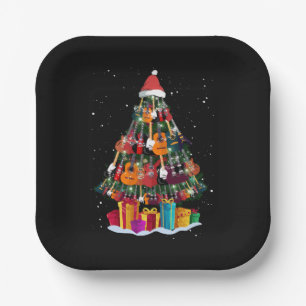 Assiettes En Carton Sapin de Noël drôle en guitare 