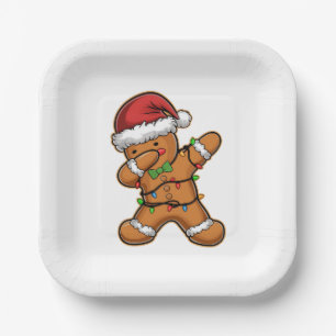 Assiettes En Carton Sapin de Noël Lumineux au Pain d'Épice Dabbing