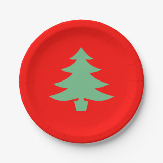 Assiettes En Carton Sapin de Noël Rouge Vert Xmas 4Helen