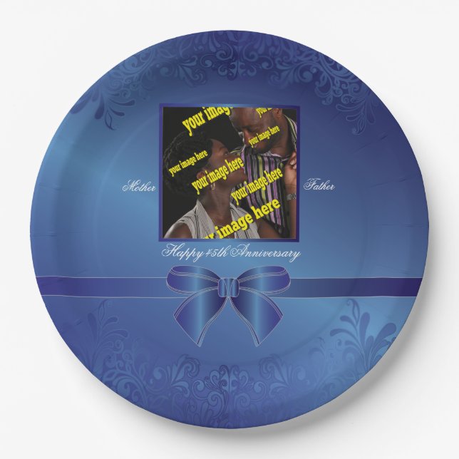 Assiettes En Carton Sapphire 45e anniversaire commémoratif (Devant)
