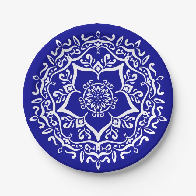 Assiettes En Carton Sapphire Mandala (Devant)