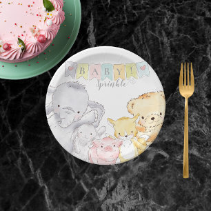 Assiettes En Carton Saupoudrer animal farci   BLANCHE