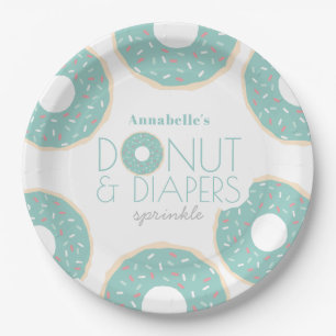 Assiettes En Carton Saupoudrer de Baby shower de Donut et de Diapeurs
