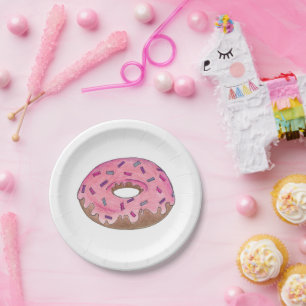 Assiettes En Carton Saupoudrer de beignets de beignets rose Brunch Pet