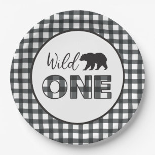 Assiettes En Carton Sauvage Un Ours Buffalo Carreaux Premier Anniversa