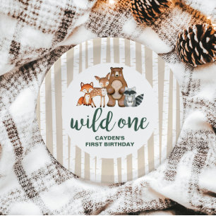 Assiettes En Carton Sauvageon Animaux de la forêt Arbre de bouleau Pre