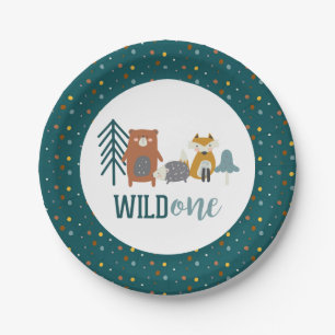 Assiettes En Carton Sauvageon Animaux de la Forêt Premier Anniversaire