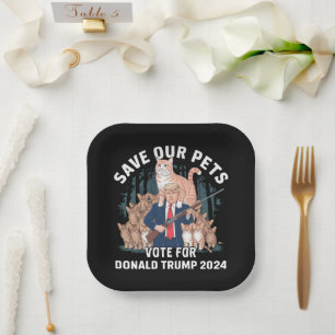 Assiettes En Carton Sauvez Nos Animaux 2024 Président Trump Politique