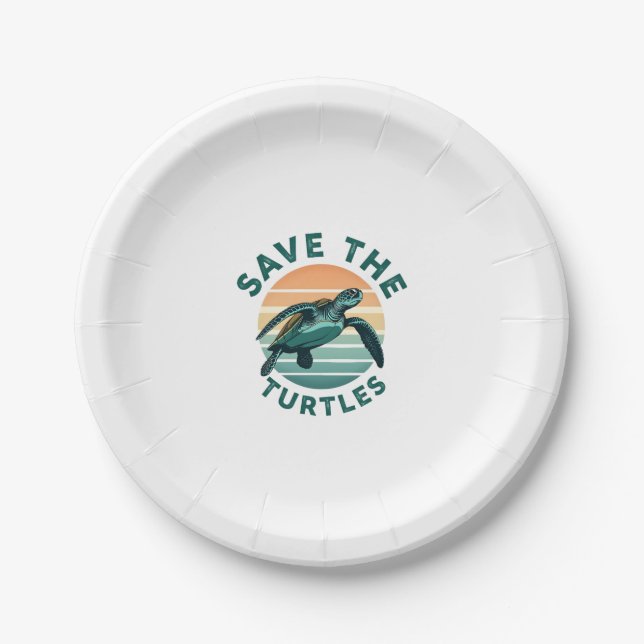 Assiettes En Carton Save The Turtles Animal Turtle Pet Lover (1) (Devant)