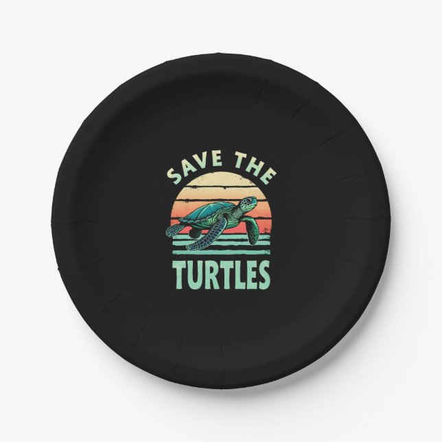 Assiettes En Carton Save The Turtles Animal Turtle Pet Lover (1) (Devant)