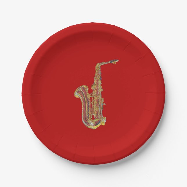 Assiettes En Carton Saxophone (Devant)