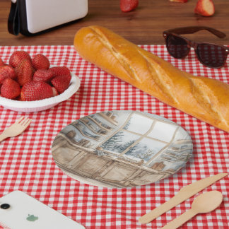 Assiettes En Carton Scandinavian Winter Kitchen Watercolor with Snowy