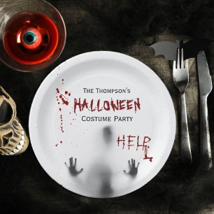 Assiettes En Carton Scary Bloody Halloween Costume Party Blanc
