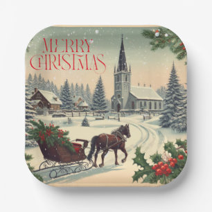 Assiettes En Carton Scène classique/Vintage de Noël Mug