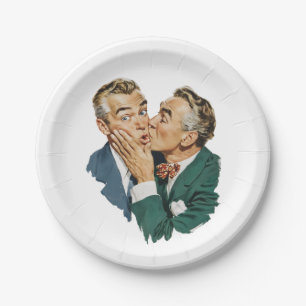 Assiettes En Carton Scène de baiser surprise d'humour vintage
