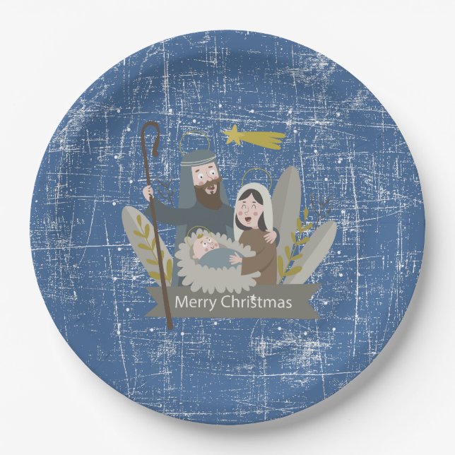 Assiettes En Carton Scène de Nativity (Devant)