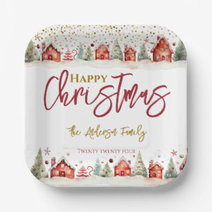 Assiettes En Carton Scène de rue de la Maison de Noël