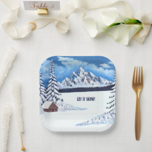 Assiettes En Carton Scène hivernale merveilleuse