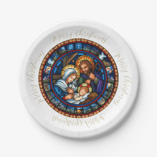 Assiettes En Carton Scène traditionnelle de la Nativité de Noël