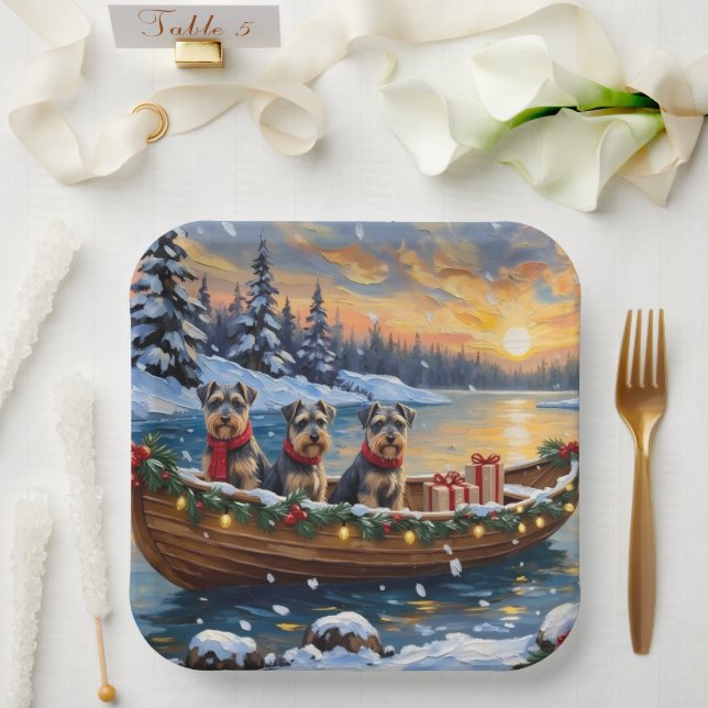 Assiettes En Carton Schnauzer Christmas Boat Holiday (Mariage)