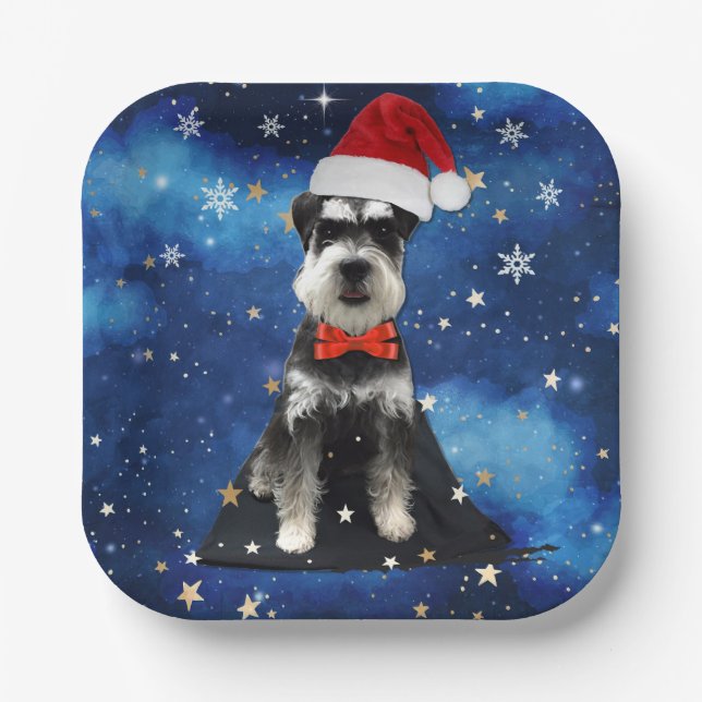 Assiettes En Carton Schnauzer de Noël (Recto)