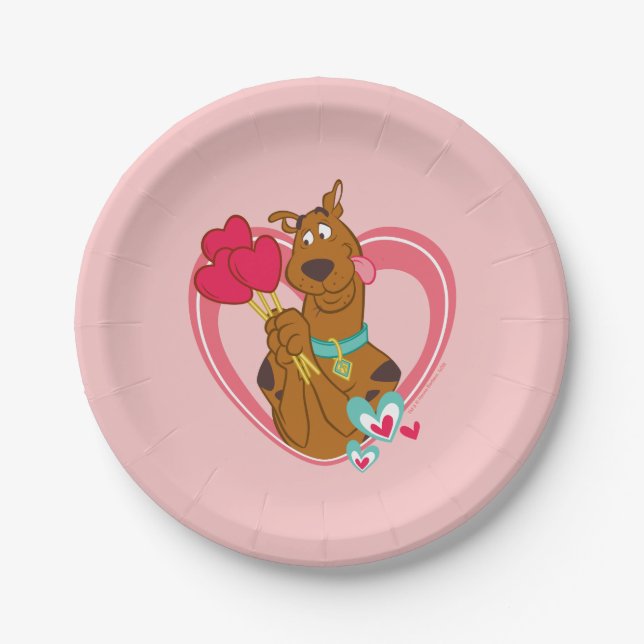 Assiettes En Carton Scooby-Doo Holding Heart Lolipops (Devant)