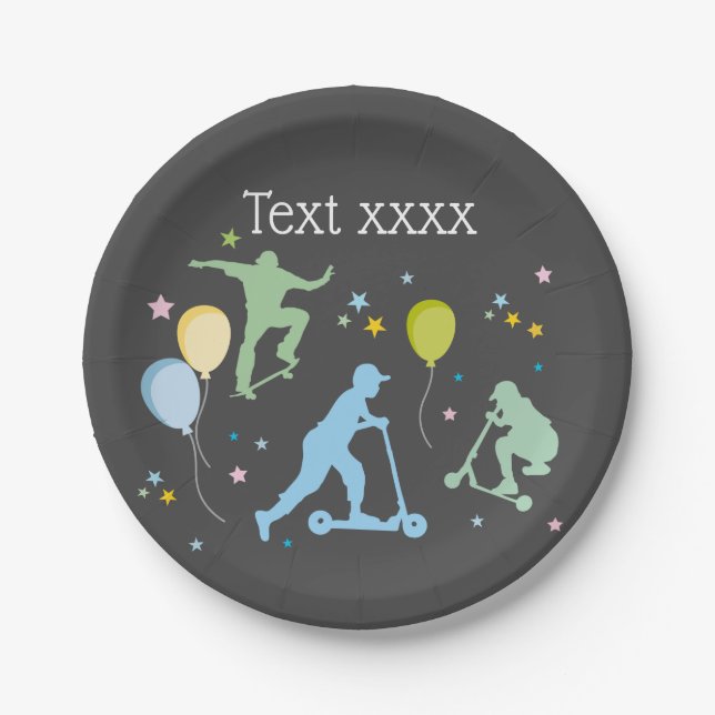 Assiettes En Carton Scooters, Vélos, Skateboards, chevaucher (Devant)