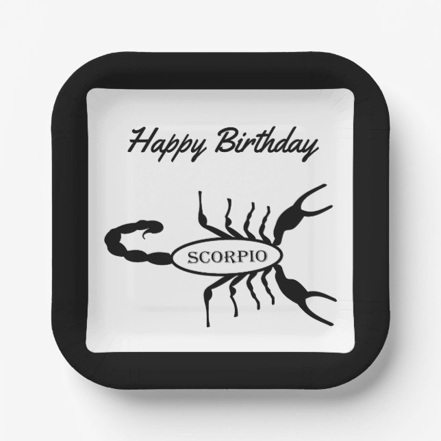 Assiettes En Carton Scorpio Black Scorpion Star Sign Custom (Recto)