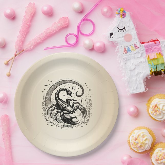 Assiettes En Carton Scorpion Croissant Lune Astrologie Zodiac Scorpio (Fête)