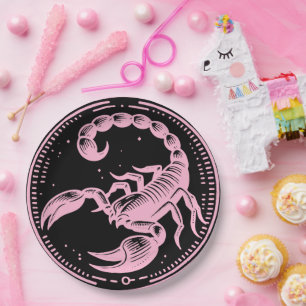 Assiettes En Carton Scorpion rose Astrologie Signe Zodiaque Scorpio Pa