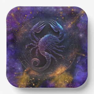 Assiettes En Carton Scorpion Signe du zodiaque Dessin à l'aquarelle