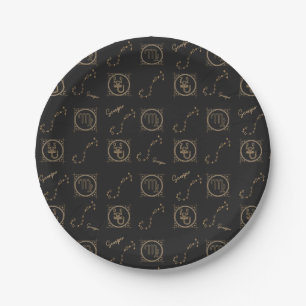 Assiettes En Carton Scorpion Zodiaque Noir & Or Astrologie
